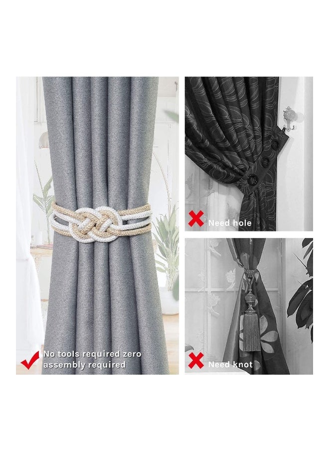 2 Packs Magnetic Curtain Tiebacks, Nordic Simple Style Drape Tie Backs Weave Rope Knot Decorative Curtain Holdbacks