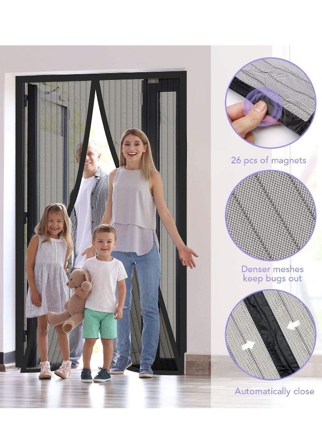 Magnetic Fly Screen Door, Fly Insect Screen Door, Keeps Mosquitoes Insects Bugs Out, Size 100 x 210 cm, Black