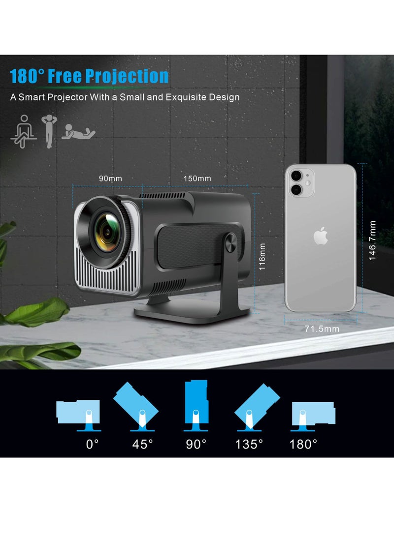 Portable HD Projector - Support 4K - Smart Projector with 5G Dual-band Wifi and Bluetooth 5.0 - Mobile Home Theater - Compatible With Android/iOS/Windows/TV Stick/HDMI/USB