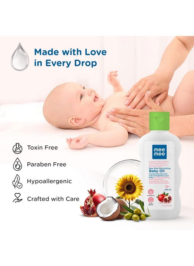 3-In-1 Baby Oil 500Ml For Soft And Smooth Skin With Sunflower, Coconut, And Olive Oil | Massage Oil For New Born | Non-Sticky & Moisturizing Formula With Natural Ingredients To Prevent Dryness