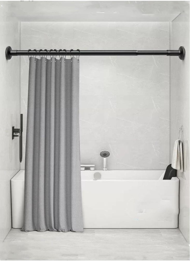 1-Piece Extendable Window Shower Hanging Curtain Rod Stainless Steel Black 70-120 Centimeter