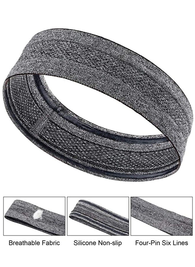 Elastic Sports Head Bands for Men and Women Black Purple Grey 3 Pieces