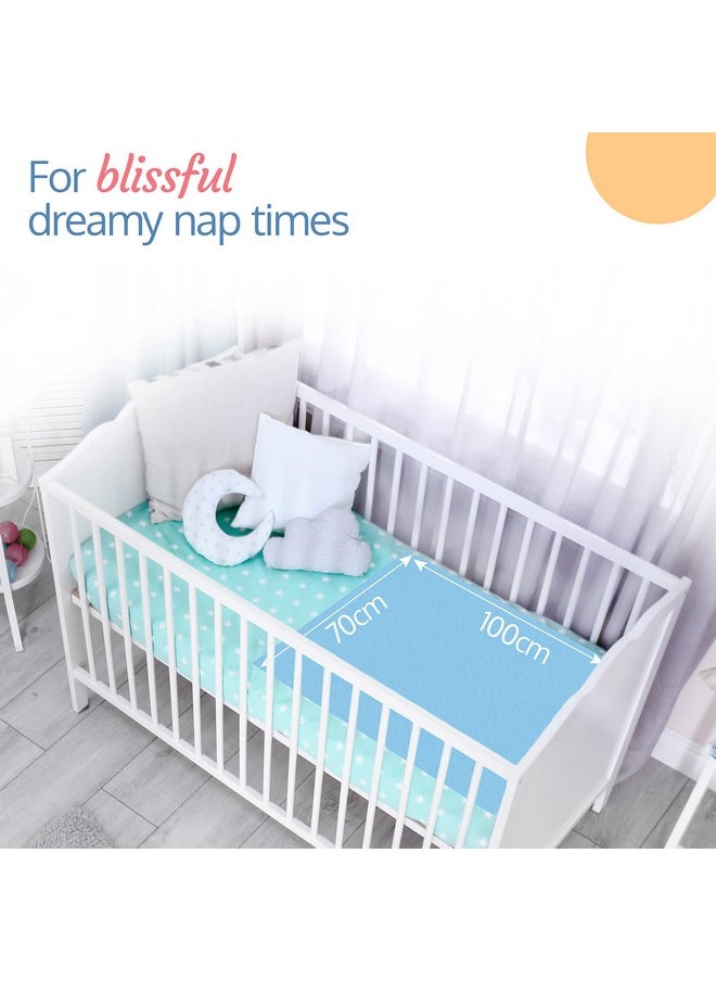 Instadry Anti-Piling Fleece Extra Absorbent Quick Dry Sheet For Baby, Baby Bed Protector, Waterproof Baby Sheet, Small Size 70X100Cm, Pack Of 2, Sky Blue & Salmon Rose