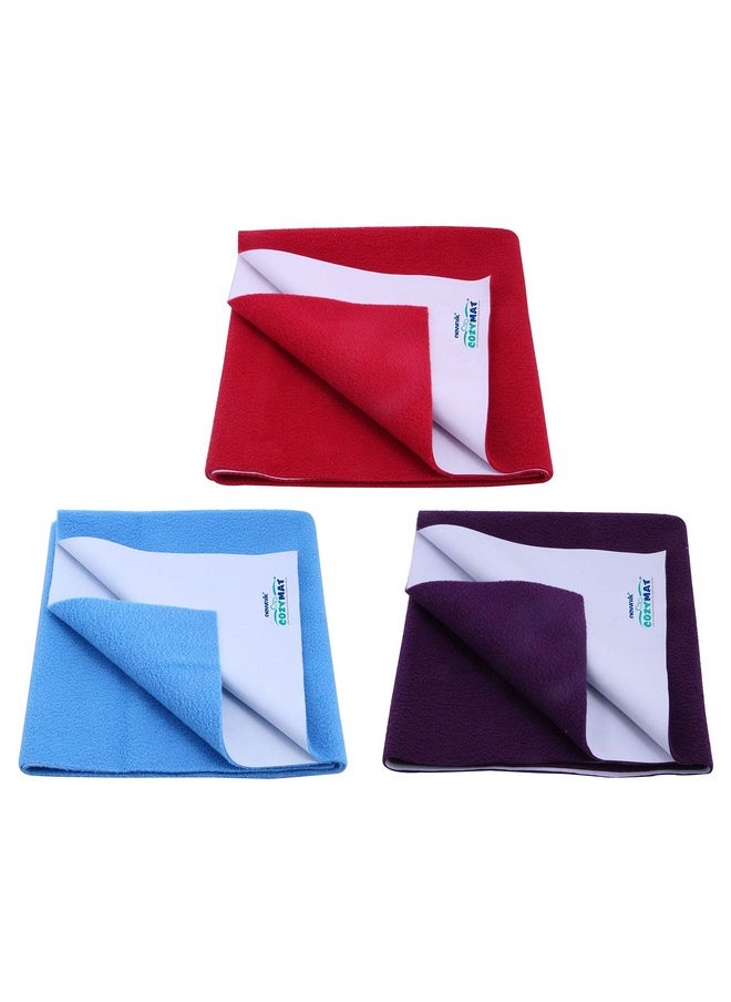 Baby Dry Sheets For Baby/Rubber Sheet For Baby/Baby Mat Waterproof/Baby Bed Protector Waterproof Combo Pack (Medium, Maroon-Firoza-Plum)