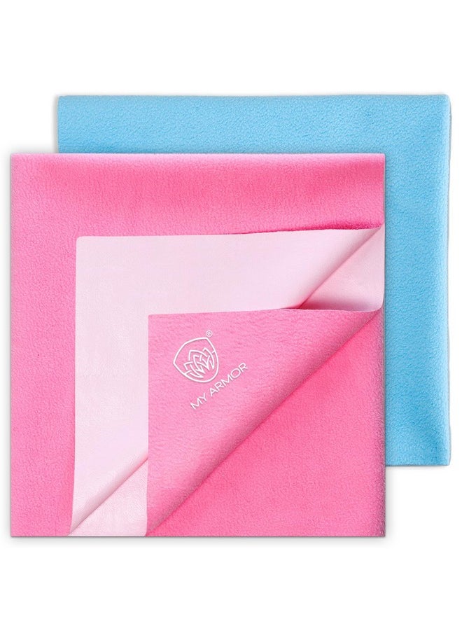 Baby Dry Sheet/Mattress Protector (Waterproof/Quick Drying/Extra Absorbent/Reusable) - Pack Of 2 (Small (50Cm X 70Cm), Pink & Sky Blue)