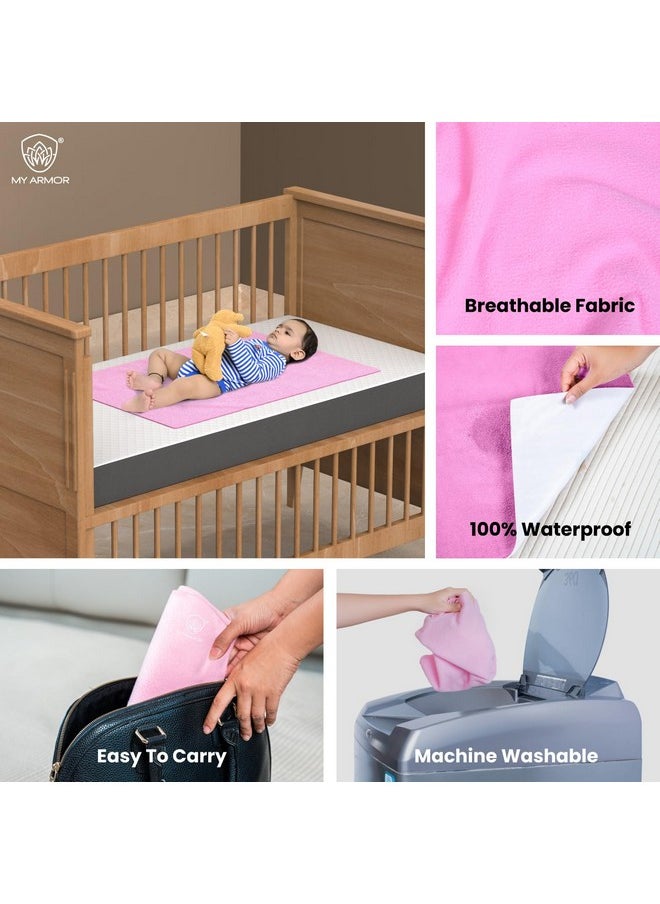 Baby Dry Sheet/Mattress Protector (Waterproof/Quick Drying/Extra Absorbent/Reusable) - Pack Of 2 (Small (50Cm X 70Cm), Pink & Sky Blue)