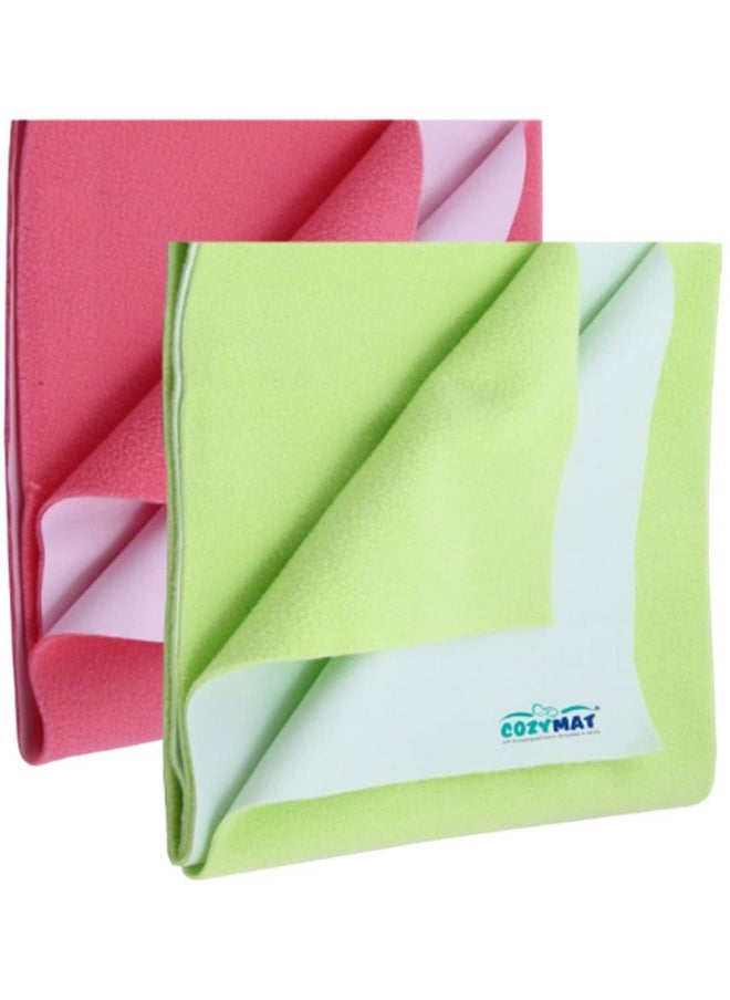 Cozymat Quick Oeko Tex Approved Dry Sheet/Bed Protector For New Born, Toilet Training Toddler, Old Age & New Moms (Small (50Cm X 70Cm), Salmon Rose + Lemon Green)