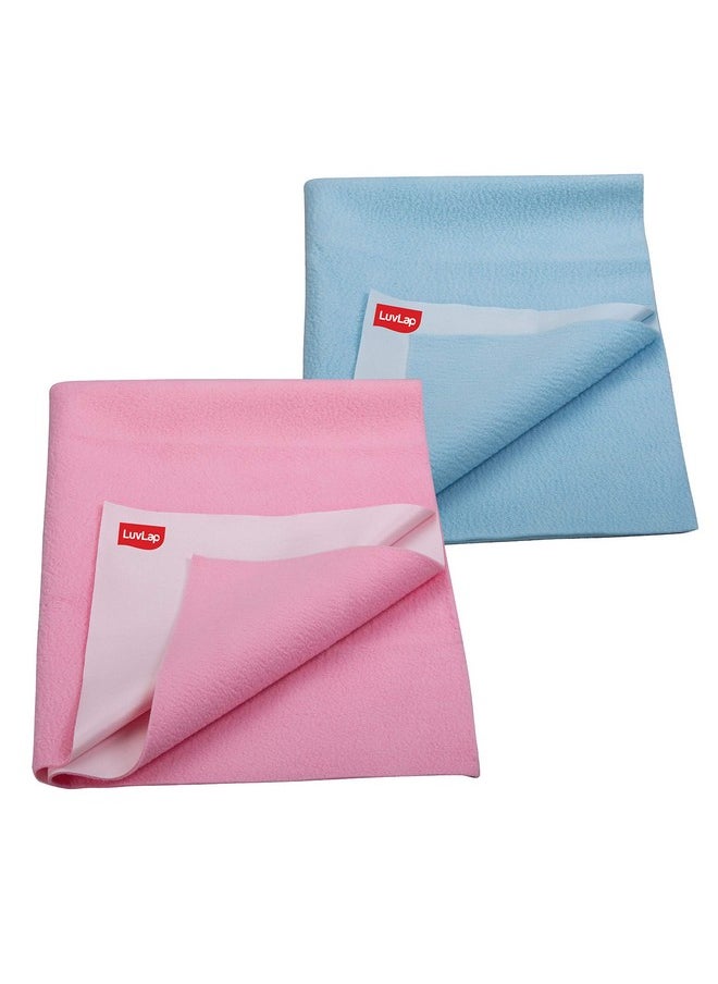 Instadry Anti-Piling Fleece Extra Absorbent Quick Dry Sheet For Baby, Baby Bed Protector, Waterproof Baby Sheet, Small Size 50X70Cm, Pack Of 2, Sky Blue & Baby Pink