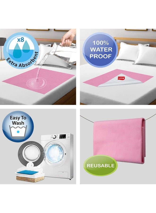 Instadry Anti-Piling Fleece Extra Absorbent Quick Dry Sheet For Baby, Baby Bed Protector, Waterproof Baby Sheet, Small Size 50X70Cm, Pack Of 2, Sky Blue & Baby Pink