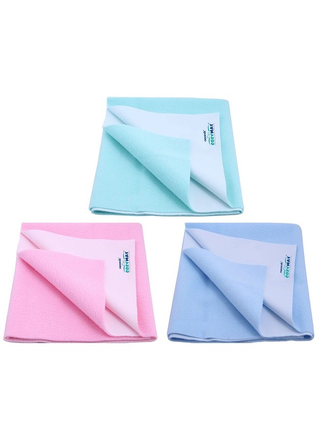 Baby Dry Sheets For Baby/Rubber Sheet For Baby/Baby Mat Waterproof/Baby Bed Protector Waterproof Combo Pack (Medium, Seagreen-Pink-Skyblue)