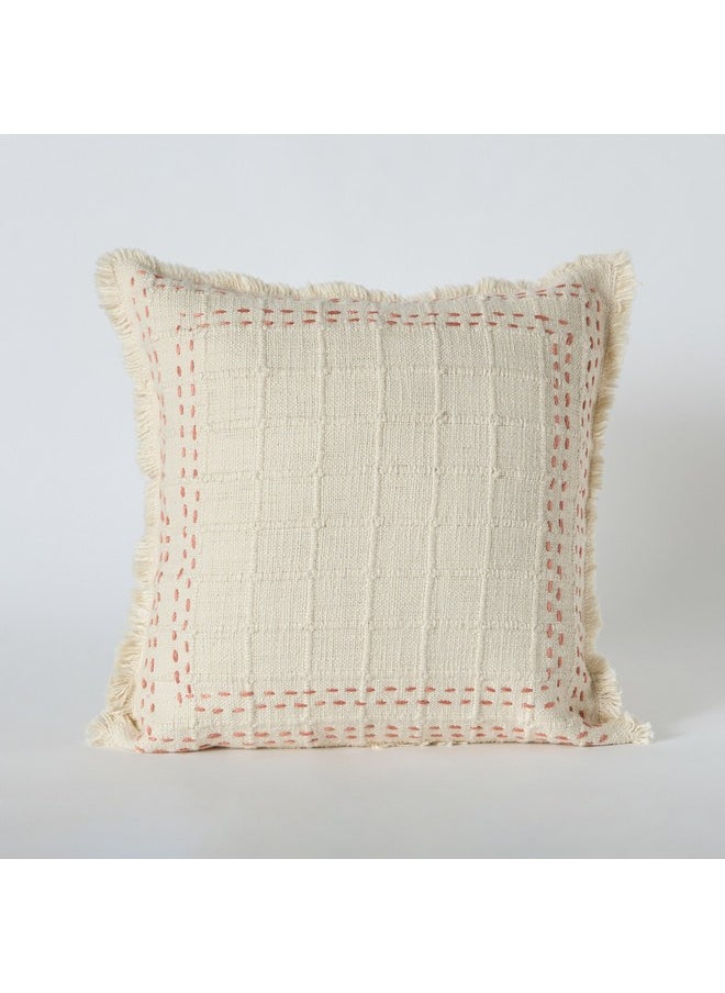 Warm Oasis Rustic Woven Check Filled Cushion 30 x 50 cm