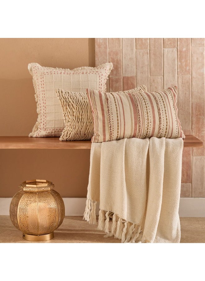 Warm Oasis Rustic Woven Check Filled Cushion 30 x 50 cm