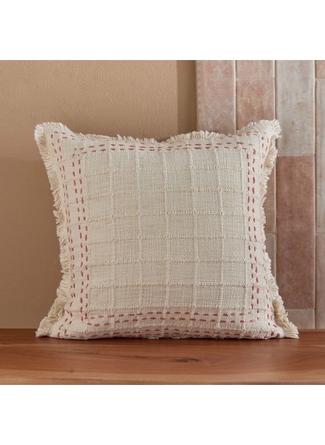 Warm Oasis Rustic Woven Check Filled Cushion 30 x 50 cm