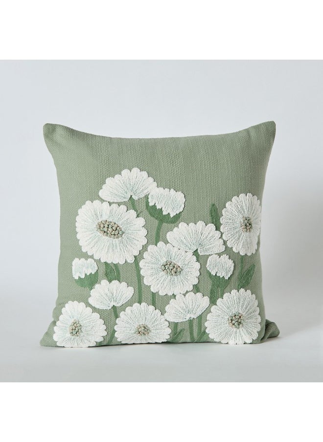 Green Artist Gradenia Daisy Filled Cushion 45 x 45 cm