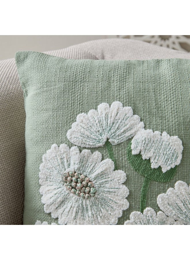 Green Artist Gradenia Daisy Filled Cushion 45 x 45 cm