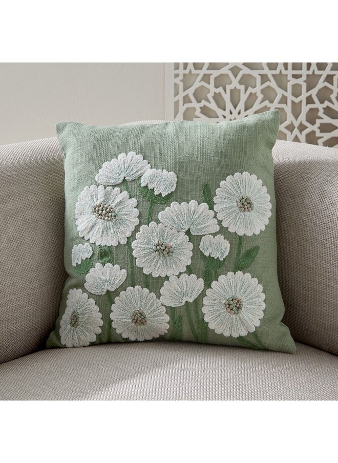 Green Artist Gradenia Daisy Filled Cushion 45 x 45 cm