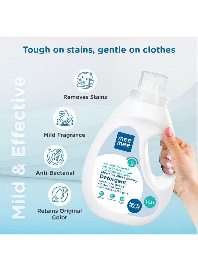 Mild Anti Bacterial Baby Liquid Laundry Detergent, Food Grade, Hypoallergenic Free, Soft On Hands (Bottle, 1 Litre)