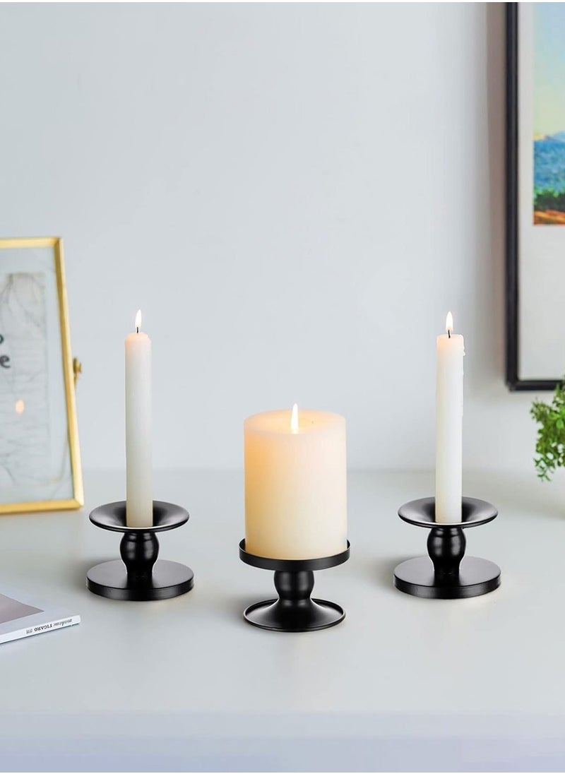 3Pcs Black Dual-purpose Candle Holders for Pillar Candles and Taper Candle