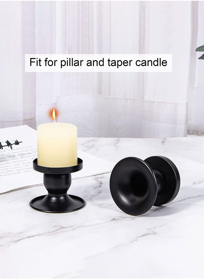 3Pcs Black Dual-purpose Candle Holders for Pillar Candles and Taper Candle