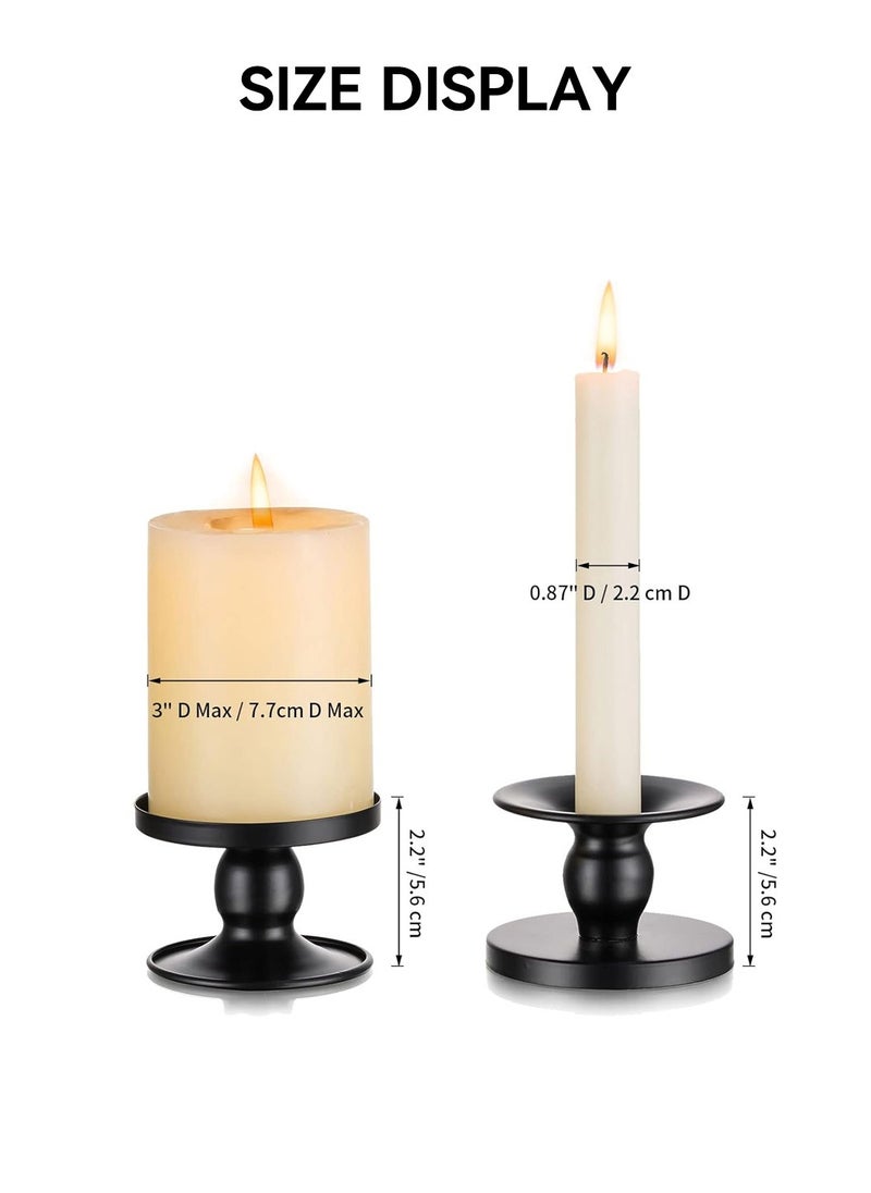 3Pcs Black Dual-purpose Candle Holders for Pillar Candles and Taper Candle