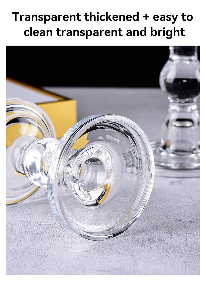 3-Piece Glass Candles Stand Clear Crystal Candle Holder for Pillar Taper Candle and Tealight