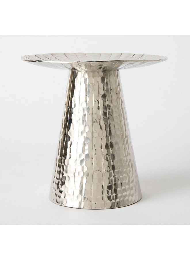 Ausie Aluminium Sparkle Ribbed Round Pillar Candle Holder 21 x 21 x 20 cm