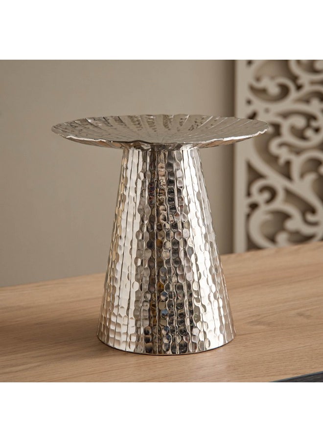 Ausie Aluminium Sparkle Ribbed Round Pillar Candle Holder 21 x 21 x 20 cm