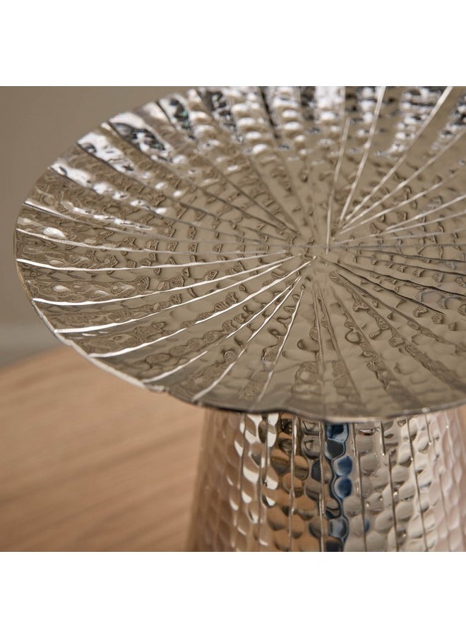 Ausie Aluminium Sparkle Ribbed Round Pillar Candle Holder 21 x 21 x 20 cm