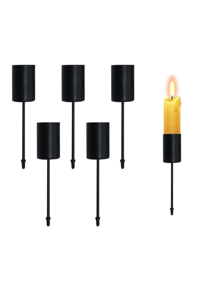 5 Pcs Candle Holders, Small Metal Candlestick Tapered Candlesticks for Home Decoration/Festival Decoration/Party/Wedding/Candlelight Dinner (Black)