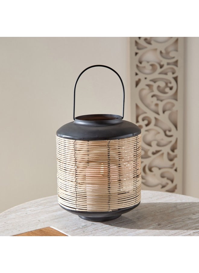 Drane Metal Lantern with Cane Wrap 18.5 x 18.5 x 22.5 cm