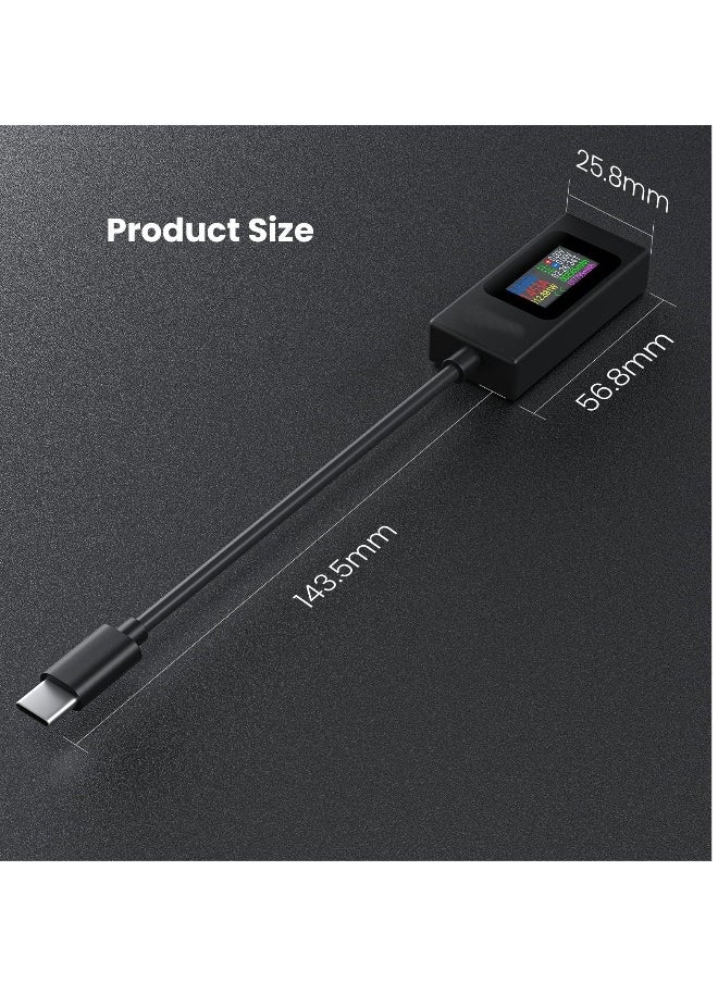 USB C Power Meter Testers, Type C Voltage and Current Tester Meter, USB C Voltage Current Voltmeter Amp Volt Ammeter Detector USB Cable Charger Indicator