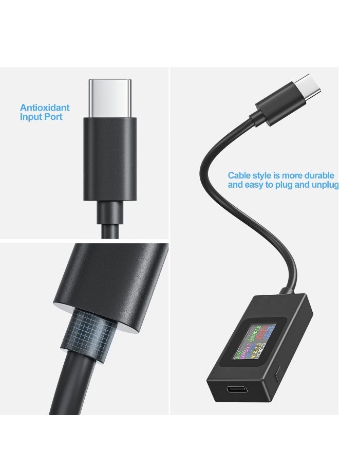 USB C Power Meter Testers, Type C Voltage and Current Tester Meter, USB C Voltage Current Voltmeter Amp Volt Ammeter Detector USB Cable Charger Indicator