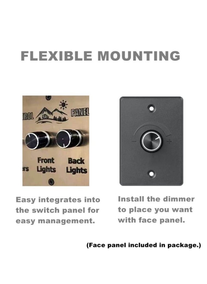12V 5A DC Light Dimmer Switch, Rotary PWM Dimming Controller for RV, Boat, Truck LED Lights, Compatible with Halogen, Incandescent, Strip Lights