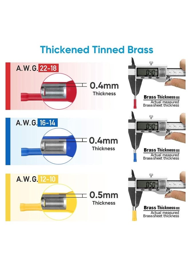 200 Pcs Insulated Electrical Connectors Kit Electrical Insulated Automotive Wire Crimp Terminals Splice Resists Corrosion