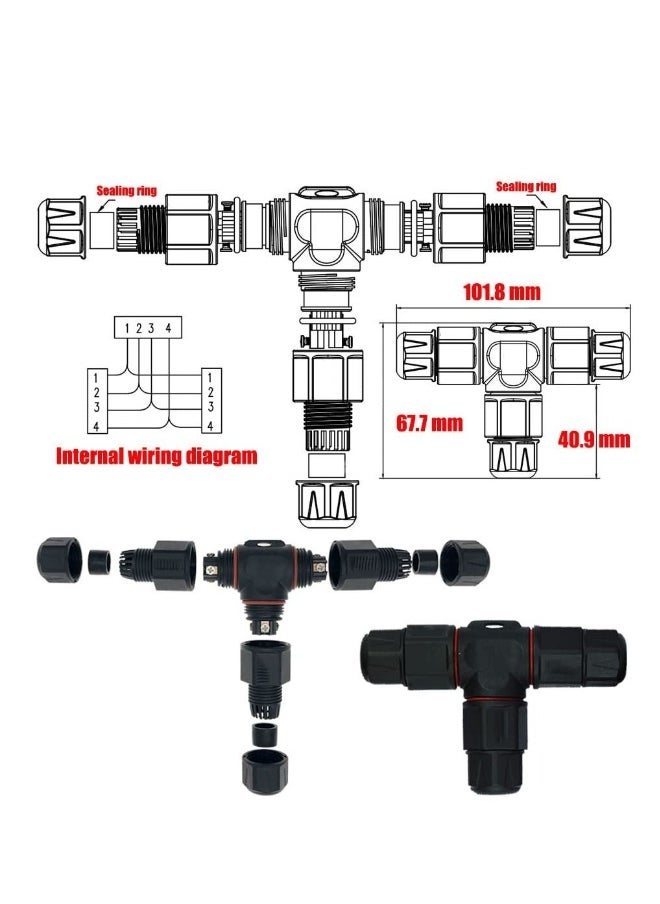 2pcs 3 Way Junction Box Connector IP68 Waterproof Electrical Junction Box Connector for 5mm- 10mm Cable Range