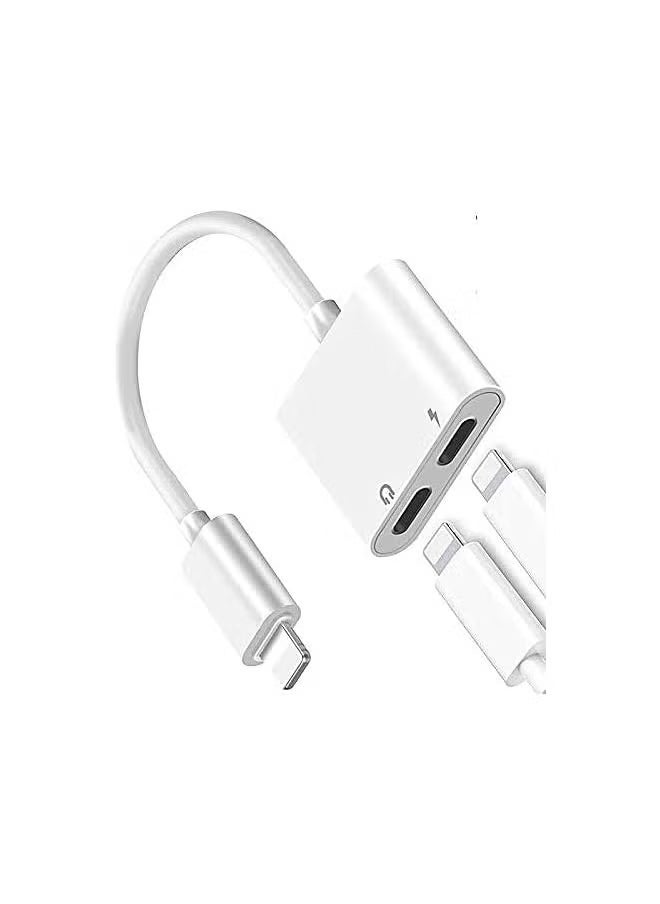 Lightning Splitter for iPhone,[Apple MFi Certified] iPhone Headphone Adapter 2 in 1 Dual Lightning Headphone Jack Audio + Charge Cable Compatible for iPhone 12/12 Pro/11/XS/XR/X 8 7/iPad/ iPod