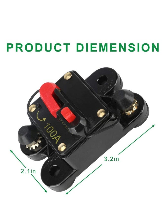 Circuit Breaker 100 Amp   12 24V DC Circuit Breaker with Manual Reset Waterproof Fuse Holder for Marine RV Car Audio and Home Solar System Amps Protection