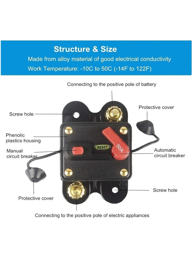 Circuit Breaker 100 Amp   12 24V DC Circuit Breaker with Manual Reset Waterproof Fuse Holder for Marine RV Car Audio and Home Solar System Amps Protection