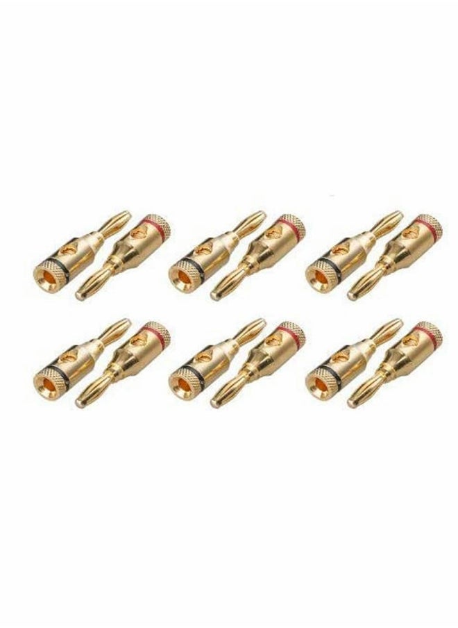 Banana Plugs 6 Pairs, Closed Screw 24K Gold Plated Banana Speaker Plug Connectors