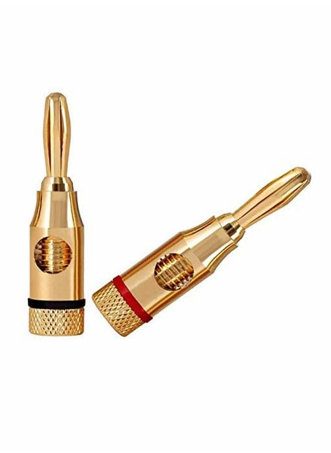 Banana Plugs 6 Pairs, Closed Screw 24K Gold Plated Banana Speaker Plug Connectors