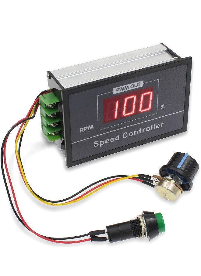 PWM DC Motor Speed Controller DC6-60V 6V/ 9V/ 12V/ 18V/ 24V/ 36V/ 48V/ 30A, PWM DC Motor Stepless Speed Regulation Start Stop Switch with Digital Display