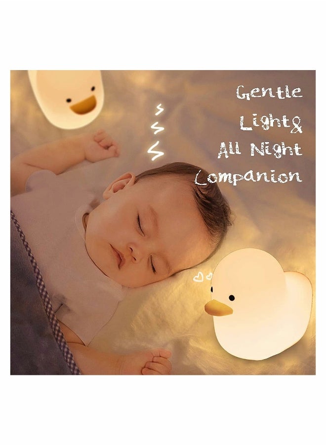 LED Silicone Duck Night Light for Kids, Rechargeable Night Lamp with Touch Sensor