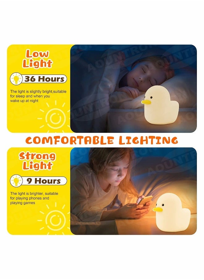 LED Silicone Duck Night Light for Kids, Rechargeable Night Lamp with Touch Sensor