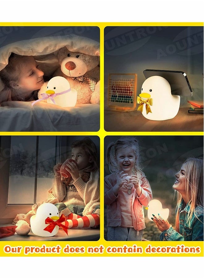 LED Silicone Duck Night Light for Kids, Rechargeable Night Lamp with Touch Sensor