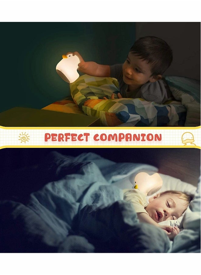 LED Silicone Duck Night Light for Kids, Rechargeable Night Lamp with Touch Sensor