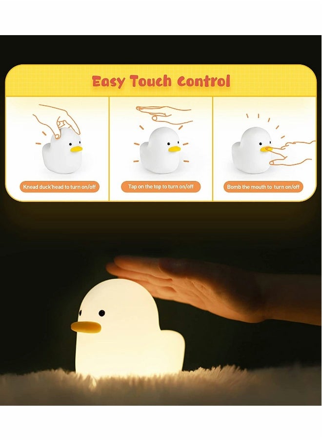 LED Silicone Duck Night Light for Kids, Rechargeable Night Lamp with Touch Sensor