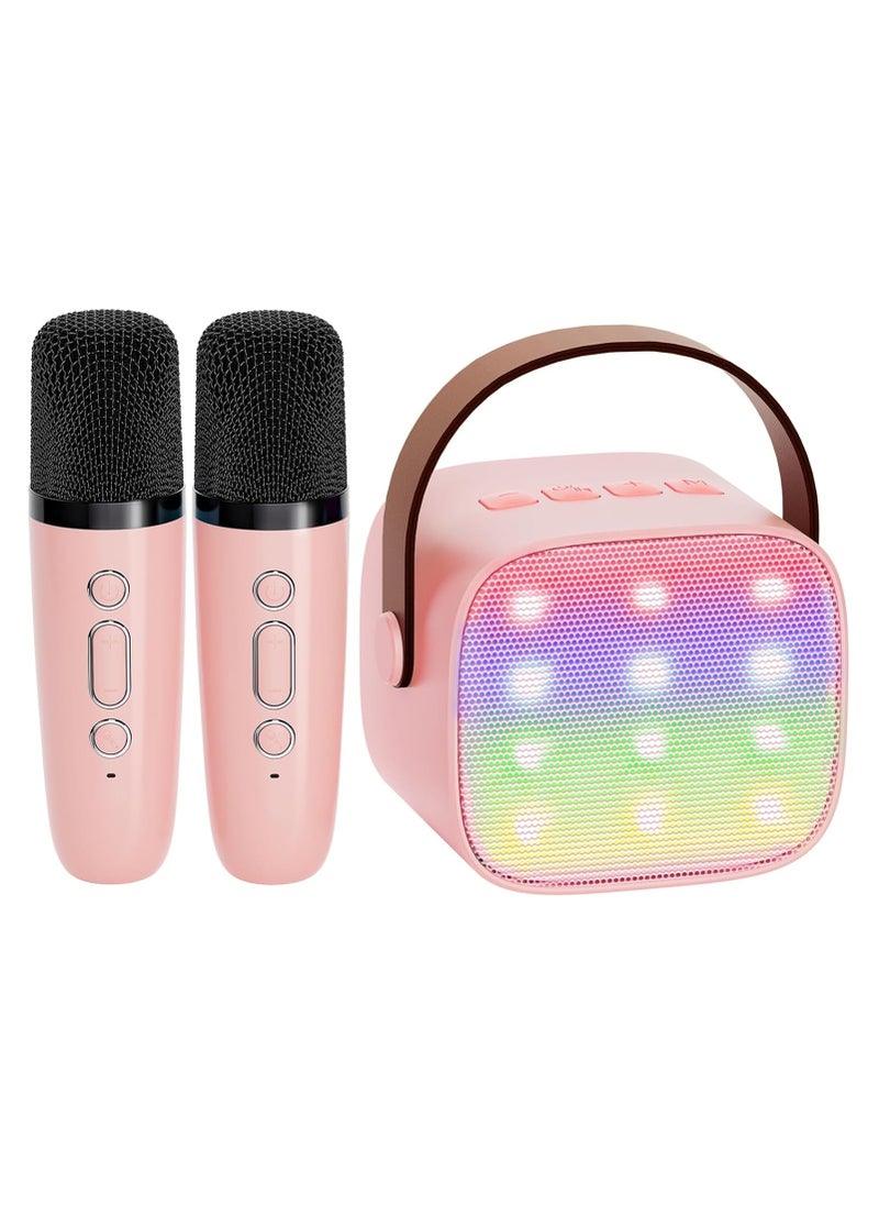 Mini Karaoke Speaker for Adults, kids , Portable Bluetooth Speaker with 2 Wireless Microphones, 18 Pre-Loaded Songs Toys Birthday Gift for Girls and Boys