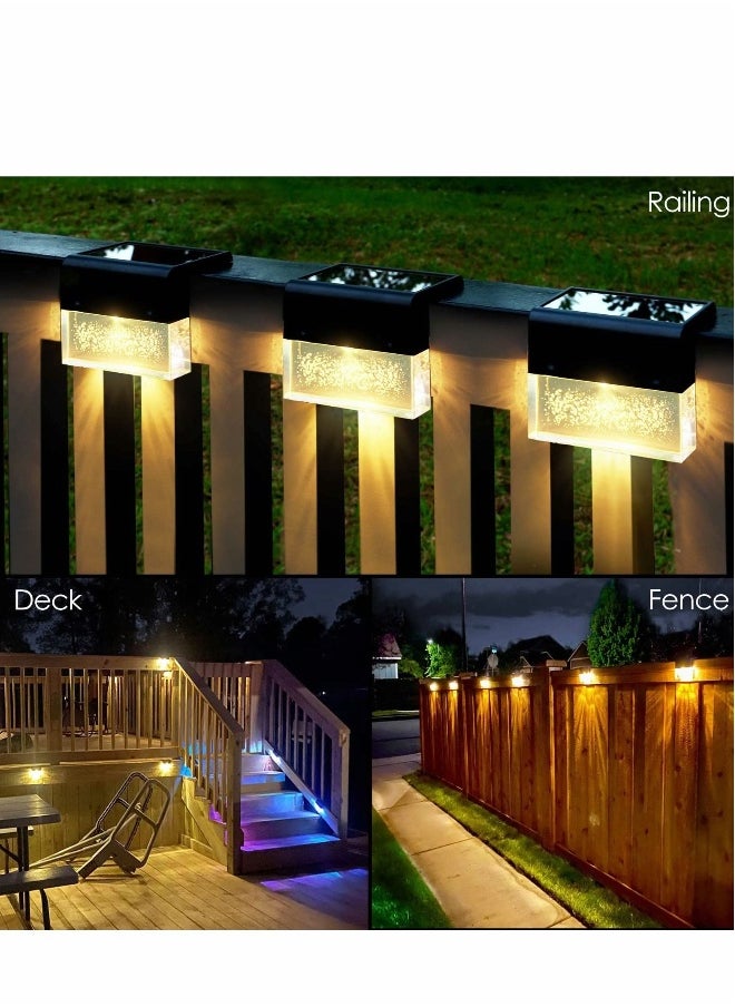 Solar Deck Lights, 4Pcs Outdoor Fence Lights Waterproof LED Stair for Deck, Stairs, Step, Yard, Patio, and Pathway