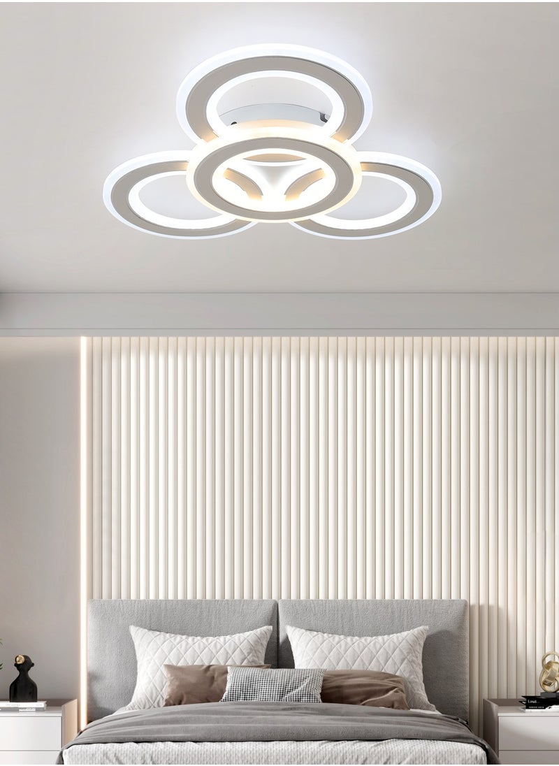 Modern LED Ceiling Light, White 3 Rings Flush Mount Ceiling Light,3-Colors Dimming Lighting Fixture Ceiling Lamp for Kitchen, Bedroom, Living Room, Laundry Room