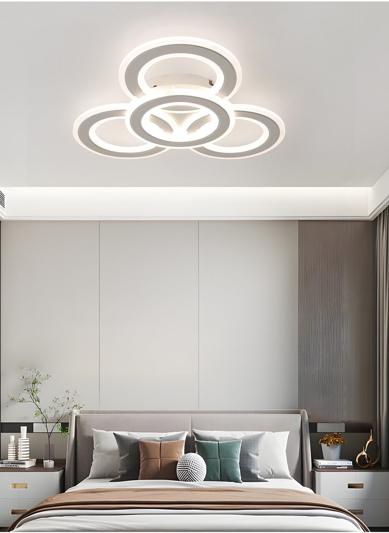 Modern LED Ceiling Light, White 3 Rings Flush Mount Ceiling Light,3-Colors Dimming Lighting Fixture Ceiling Lamp for Kitchen, Bedroom, Living Room, Laundry Room